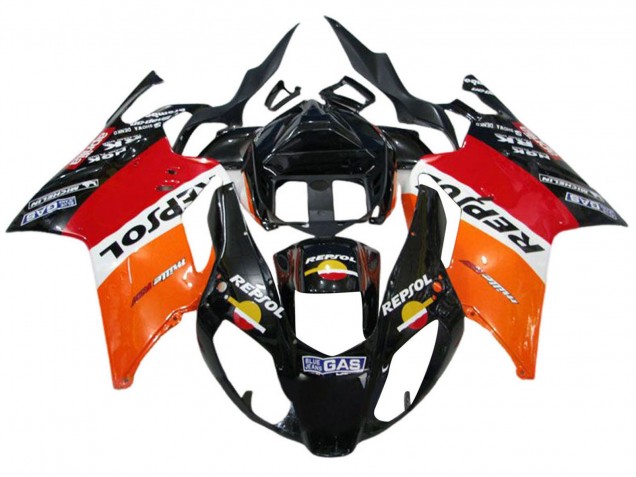 Billigste Aprilia RSV1000 Motorrad Verkleidung 2003-2006 - Orange Weiss Rot Schwarz Repsol