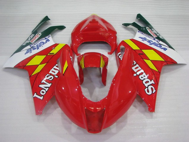 Billigste Aprilia RSV1000 Motorrad Verkleidung 2003-2006 - Rot Gelb Weiss Spains No1 Valsir Castrol