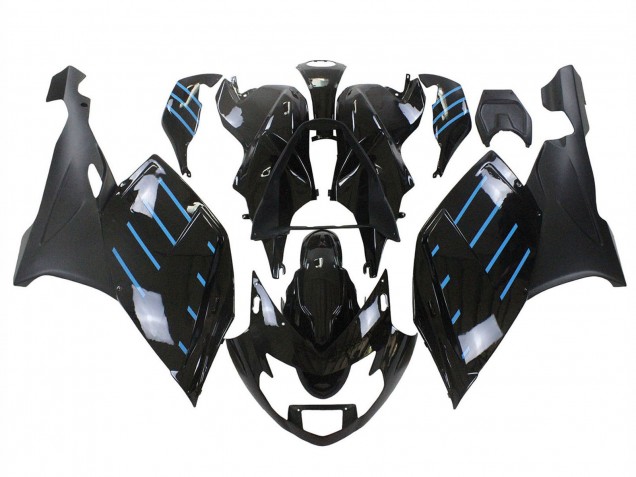 Billigste BMW K1200S Motorrad Verkleidung 2005-2010 - Glanzendes Schwarz Matt Schwarz Blau Linie