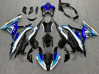 Billigste BMW S1000RR Motorrad Verkleidung 2023-2024 - Weiss Blau Matt Schwarz Motul
