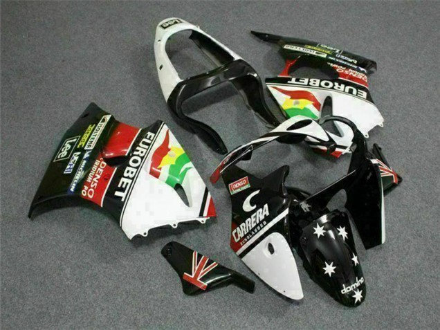 Billigste Kawasaki ZX6R Motorrad Verkleidung 2000-2002 - Weiss Rot Gelb Grun Glanzendes Schwarz Stern EuroBet