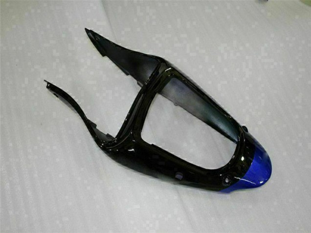Billigste Kawasaki ZX6R Motorrad Verkleidung 2000-2002 - Blau Glanzendes Schwarz Elf Bridgestone