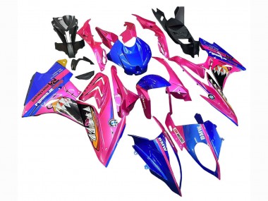 Billigste BMW S1000RR Motorrad Verkleidung 2017-2018 - Rosa Blau Gelb Hai