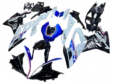 Billigste BMW S1000RR Motorrad Verkleidung Kit 2015-2016 - Weiss Blau Glanzendes Schwarz