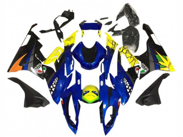 Billigste BMW S1000RR Motorrad Verkleidung 2015-2016 - Gelb Blau Schwarz Hai