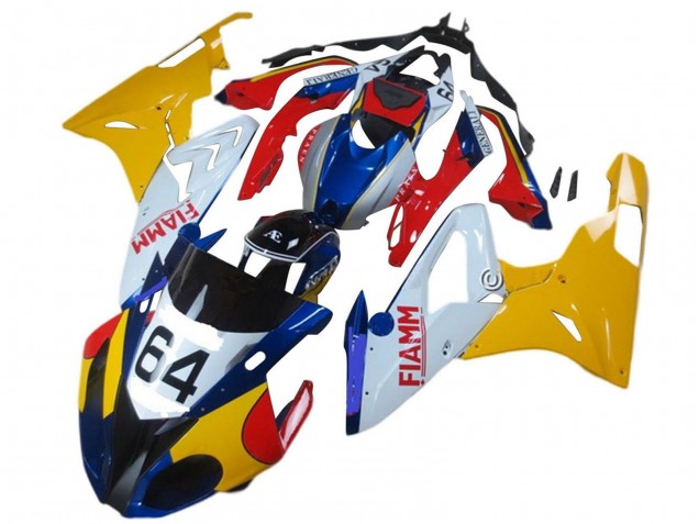 Billigste BMW S1000RR Motorrad Verkleidung 2015-2016 - Gelb Weiss Blau Fiamm 64
