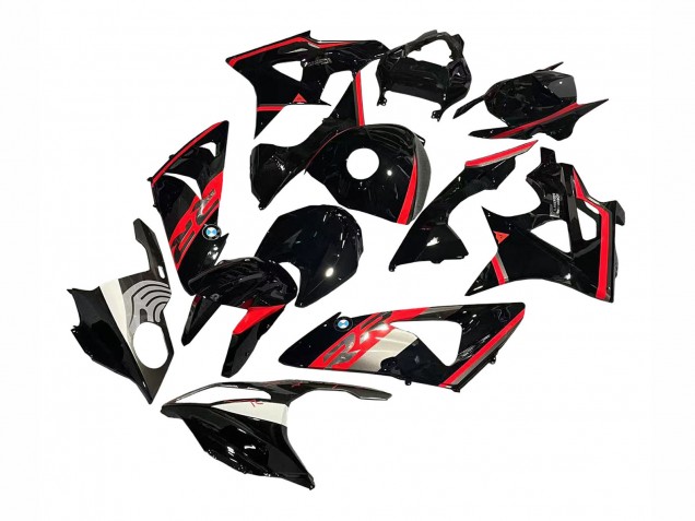 Billigste BMW S1000RR Motorrad Verkleidung 2009-2014 - Rot Glanzendes Schwarz