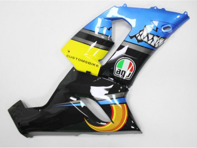 Billigste Kawasaki ZX6R Motorrad Verkleidung 2005-2006 - Blau Gelb Schwarz Hai