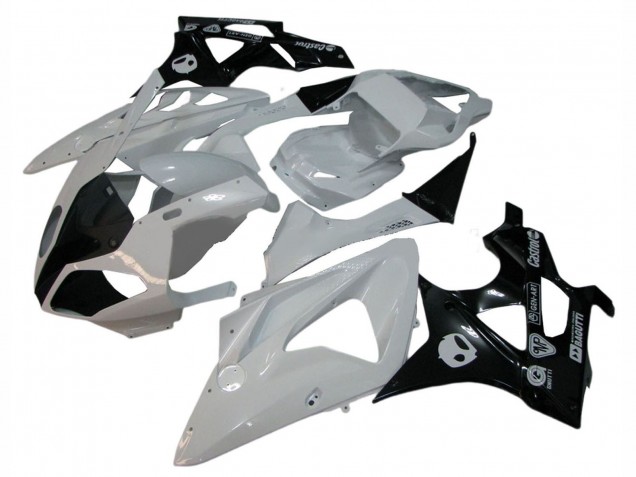 Billigste BMW S1000RR Motorrad Verkleidung 2009-2014 - Weiss Glanzendes Schwarz