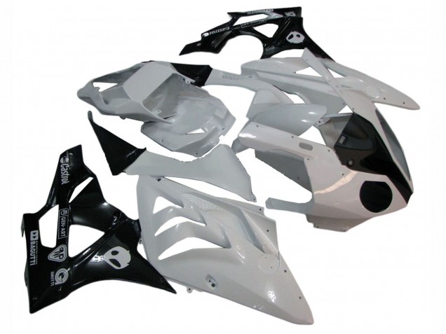Billigste BMW S1000RR Motorrad Verkleidung 2009-2014 - Weiss Glanzendes Schwarz