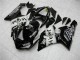 Billigste Kawasaki ZX6R Motorrad Verkleidung 2005-2006 - Glanzendes Schwarz Weiss West