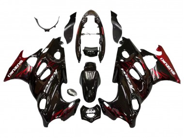 Billigste Suzuki GSX600F/GSX750F Motorrad Verkleidung 2004-2006 - Glanzendes Schwarz Rot Flamme