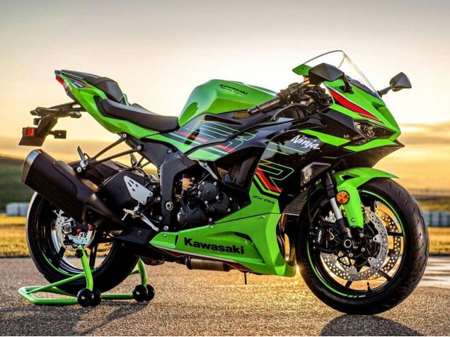 Billigste Kawasaki ZX6R Motorrad Verkleidung 2023-2025 - Grun Schwarz