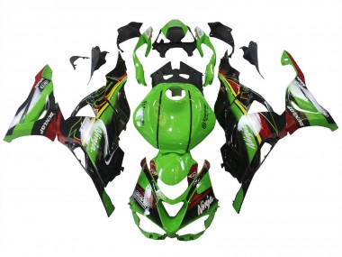 Billigste Kawasaki ZX6R Motorrad Verkleidung 2023-2025 - Grun Schwarz Rot Gelb Dunlop