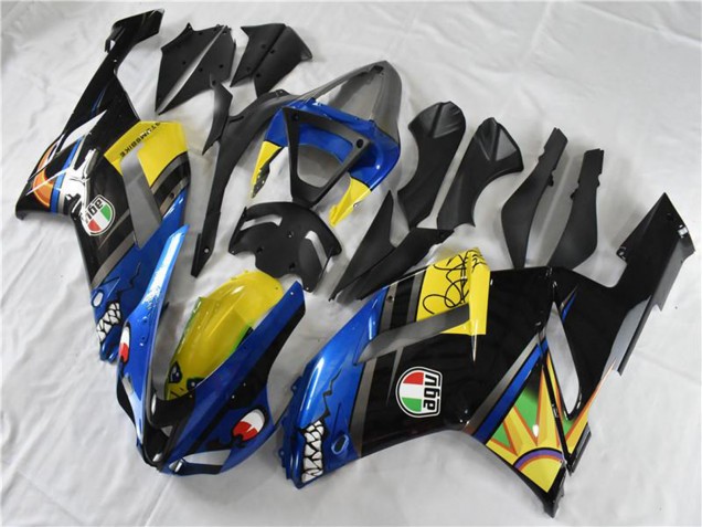 Billigste Kawasaki ZX6R Motorrad Verkleidung 2007-2008 - Blau Hai