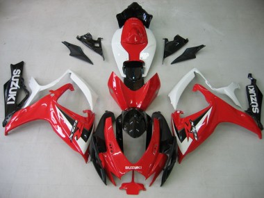 Billigste Suzuki GSXR 600 / GSXR 750 Motorrad Verkleidung 2006-2007 - Weiss Rot Glanzendes Schwarz