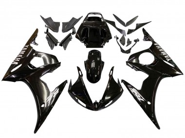 Billigste Yamaha YZF R6 Motorrad Verkleidung 2003-2004 - Glanzendes Schwarz Weiss Aufkleber