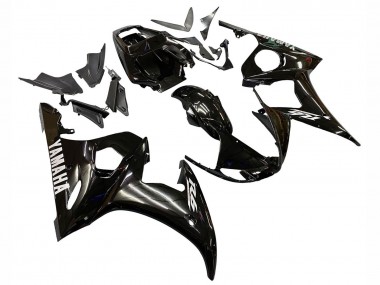 Billigste Yamaha YZF R6S Motorrad Verkleidung 2006-2009 - Glanzendes Schwarz Weiss Aufkleber