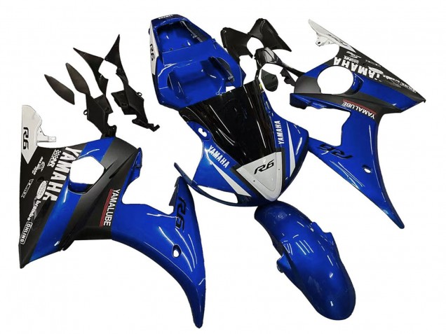 Billigste Yamaha YZF R6S Motorrad Verkleidung 2006-2009 - Blau Weiss Glanzendes Schwarz Yamalube