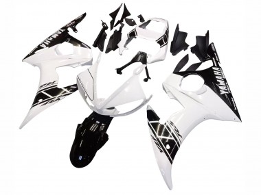 Billigste Yamaha YZF R6S Motorrad Verkleidung 2006-2009 - Weiss Glanzendes Schwarz