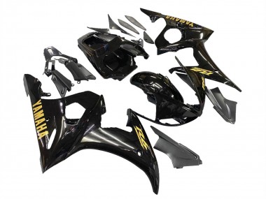 Billigste Yamaha YZF R6S Motorrad Verkleidung 2006-2009 - Glanzendes Schwarz Gold Aufkleber