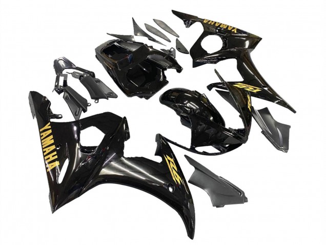 Billigste Yamaha YZF R6S Motorrad Verkleidung 2006-2009 - Glanzendes Schwarz Gold Aufkleber