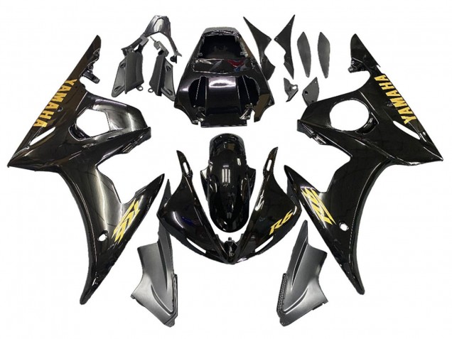 Billigste Yamaha YZF R6S Motorrad Verkleidung 2006-2009 - Glanzendes Schwarz Gold Aufkleber