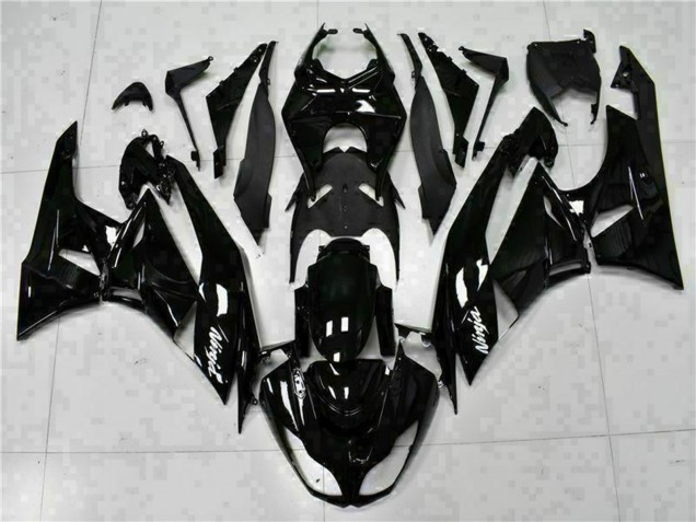 Billigste Kawasaki ZX6R Motorrad Verkleidung 2009-2012 - Glanzendes Schwarz Weiss Ninja