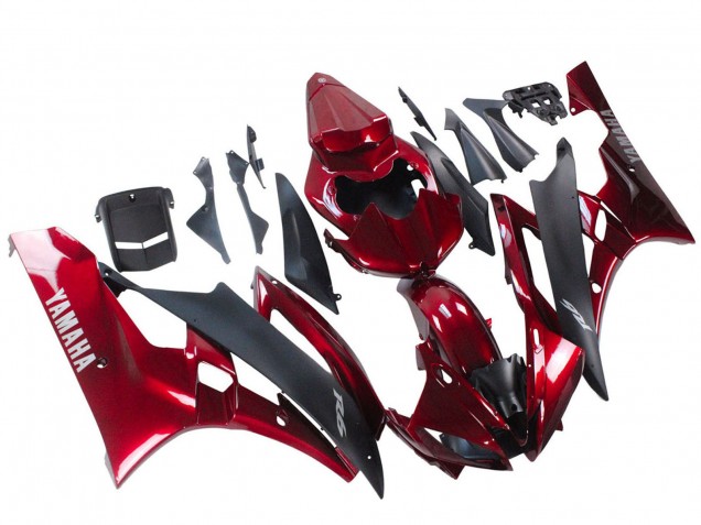 Billigste Yamaha YZF 600 R6 Motorrad Verkleidung 2006-2007 - Rot Matt Schwarz