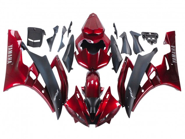 Billigste Yamaha YZF 600 R6 Motorrad Verkleidung 2006-2007 - Rot Matt Schwarz