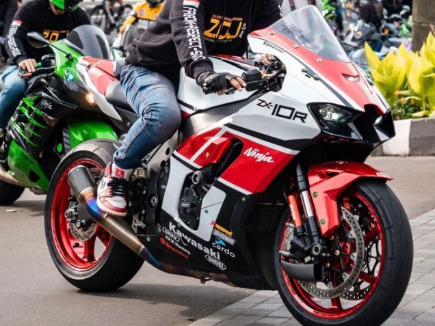Billigste Kawasaki ZX10R Motorrad Verkleidung 2021-2025 - Weiss Rot Schwarz