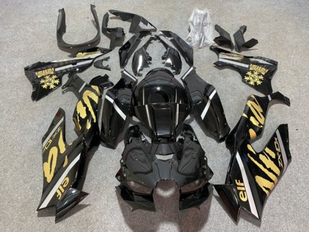 Billigste Kawasaki ZX10R Motorrad Verkleidung 2021-2026 - Glanzendes Schwarz Gold Elf Schnee