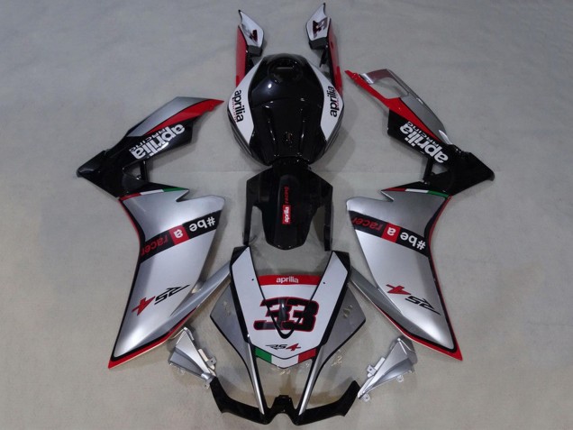 Billigste Aprilia RS4 50 125 Motorrad Verkleidung 2012-2018 - Silber Rot Glanzendes Schwarz