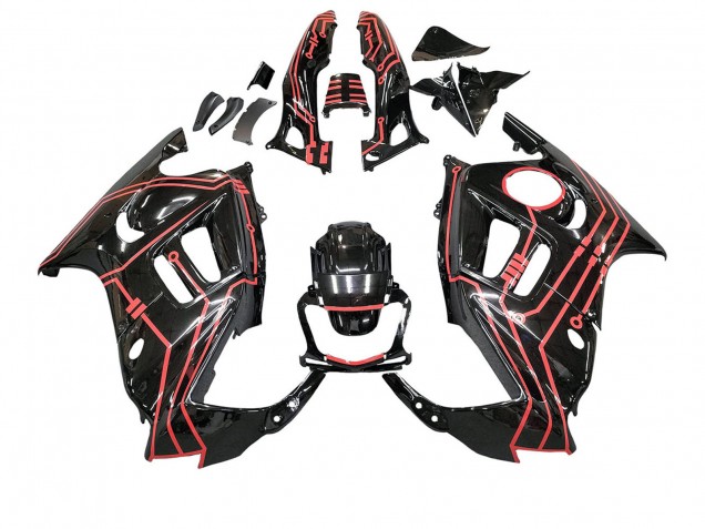 Billigste Honda CBR600 F3 Motorrad Verkleidung Kit 1997-1998 - Rot Glanzendes Schwarz