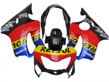 Billigste Honda CBR600 F4 Motorrad Verkleidung 1999-2000 - Rot Gelb Blau Glanzendes Schwarz Repsol