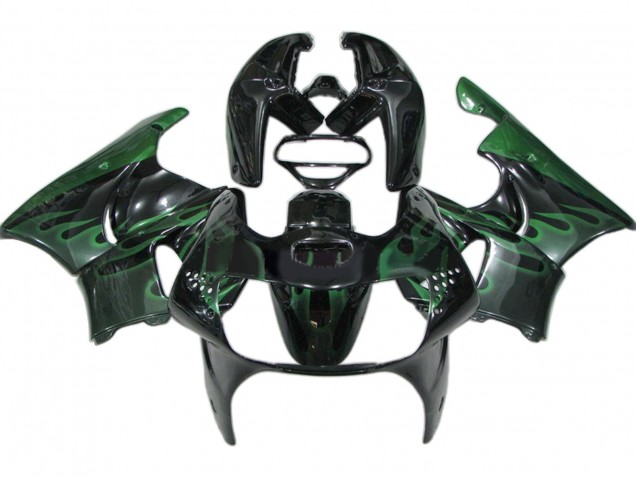 Billigste Honda CBR900RR 919 Motorrad Verkleidung 1998-1999 - Glanzendes Schwarz Grun Flamme