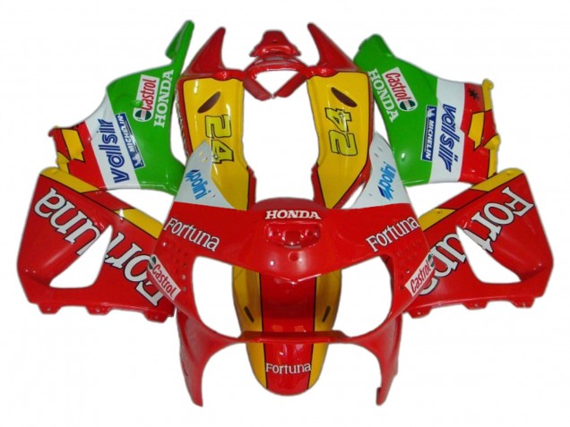Billigste Honda CBR900RR 919 Motorrad Verkleidung 1998-1999 - Rot Gelb Grun Weiss Fortuna Castrol