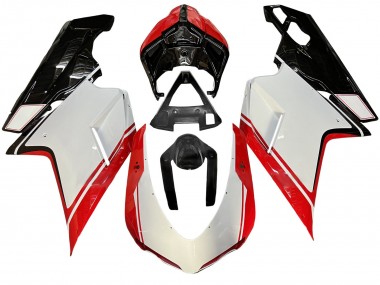 Billigste Ducati 848/1098/1198 Motorrad Verkleidung 2007-2014 - Weiss Rot Glanzendes Schwarz