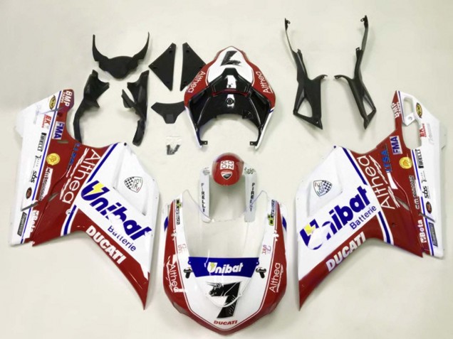 Billigste Ducati 848/1098/1198 Motorrad Verkleidung 2007-2014 - Weiss Rot Blau Unibat 7