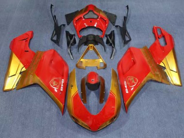 Billigste Ducati 848 Motorrad Verkleidung 2007-2014 - Rot Gold