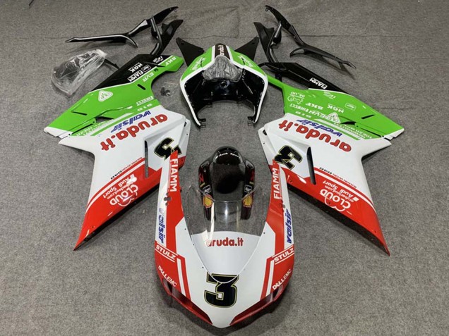 Billigste Ducati 848/1098/1198 Motorrad Verkleidung 2007-2014 - Weiss Rot Grun Valsir 3