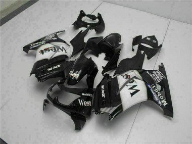 Billigste Kawasaki EX250 Motorrad Verkleidung 2008-2012 - Glanzendes Schwarz Weiss West