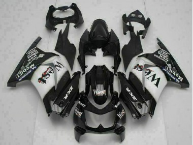 Billigste Kawasaki EX250 Motorrad Verkleidung 2008-2012 - Glanzendes Schwarz Weiss West