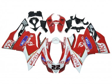 Billigste Ducati 1199 Motorrad Verkleidung 2011-2014 - Weiss Rot Glanzendes Schwarz Fiamm Ficc 22