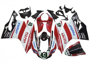 Billigste Ducati 1199 Motorrad Verkleidung 2011-2014 - Weiss Rot Glanzendes Schwarz Valsir Fiamm 49
