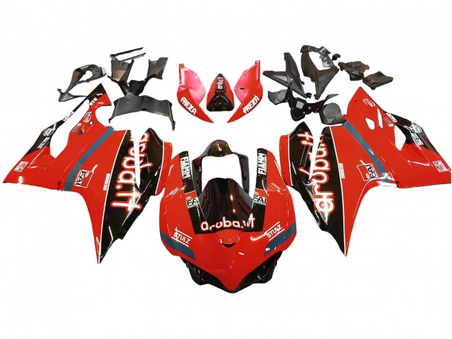 Billigste Ducati 959/1299 Motorrad Verkleidung 2015-2020 - Rot Glanzendes Schwarz Fiamm
