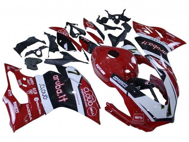 Billigste Ducati 959/1299 Motorrad Verkleidung 2015-2020 - Weiss Rot Schwarz Aruba 7