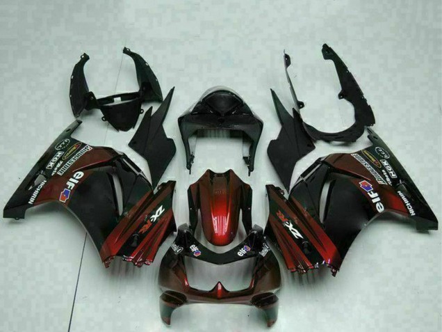 Billigste Kawasaki EX250 Motorrad Verkleidung 2008-2012 - Glanzendes Schwarz Kastanienbraun Rot