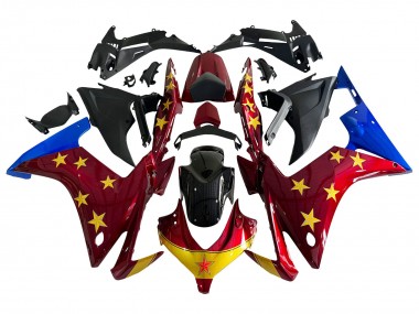 Billigste Honda CBR500R Motorrad Verkleidung 2013-2015 - Rot Blau Gelb Stern