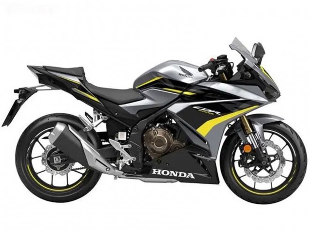 Billigste Honda CBR500R Motorrad Verkleidung 2022-2023 - Silber Gelb Glanzendes Schwarz
